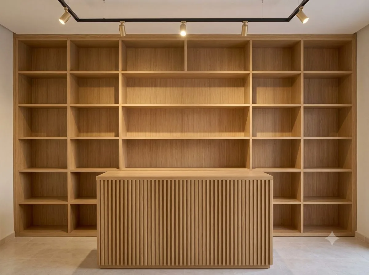 Réalisation : agencement en bois d'une boutique (retail)